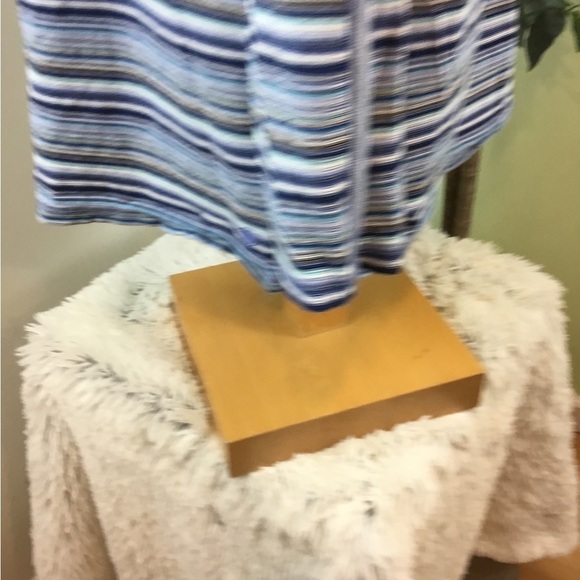 T For Talbots XL Petite Blues White And Black Stripe Long Sleeve Pullover - Picture 9 of 14